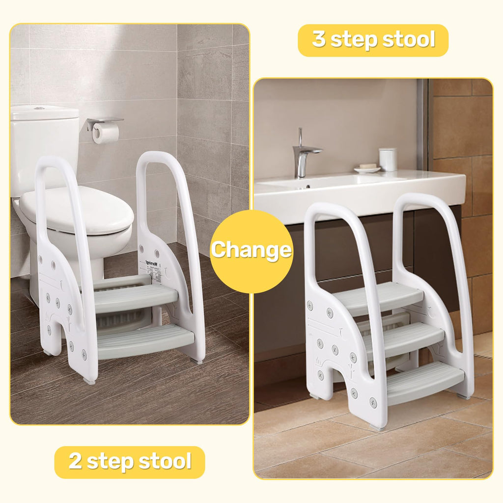 Toddler Step Stool with Handle Adjustable for Bathroom and Kitchen GainNo