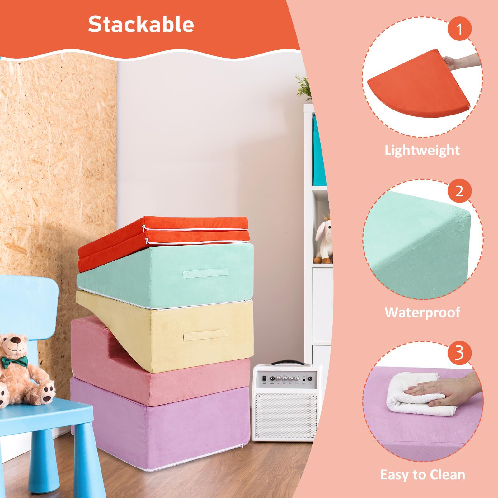Foam Climbing Blocks Set 6PCS for Toddlers GainNo