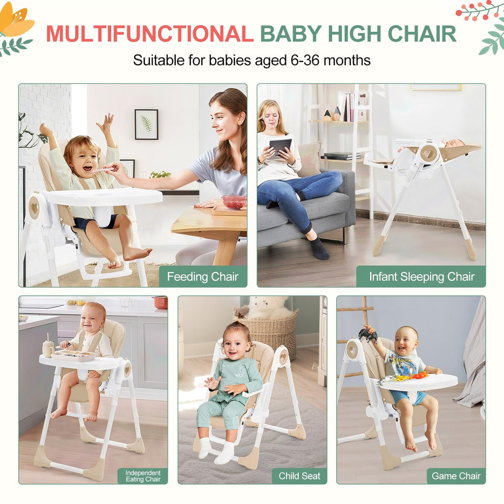 Baby High Chair with Adjustable Heights and Footrests GainNo