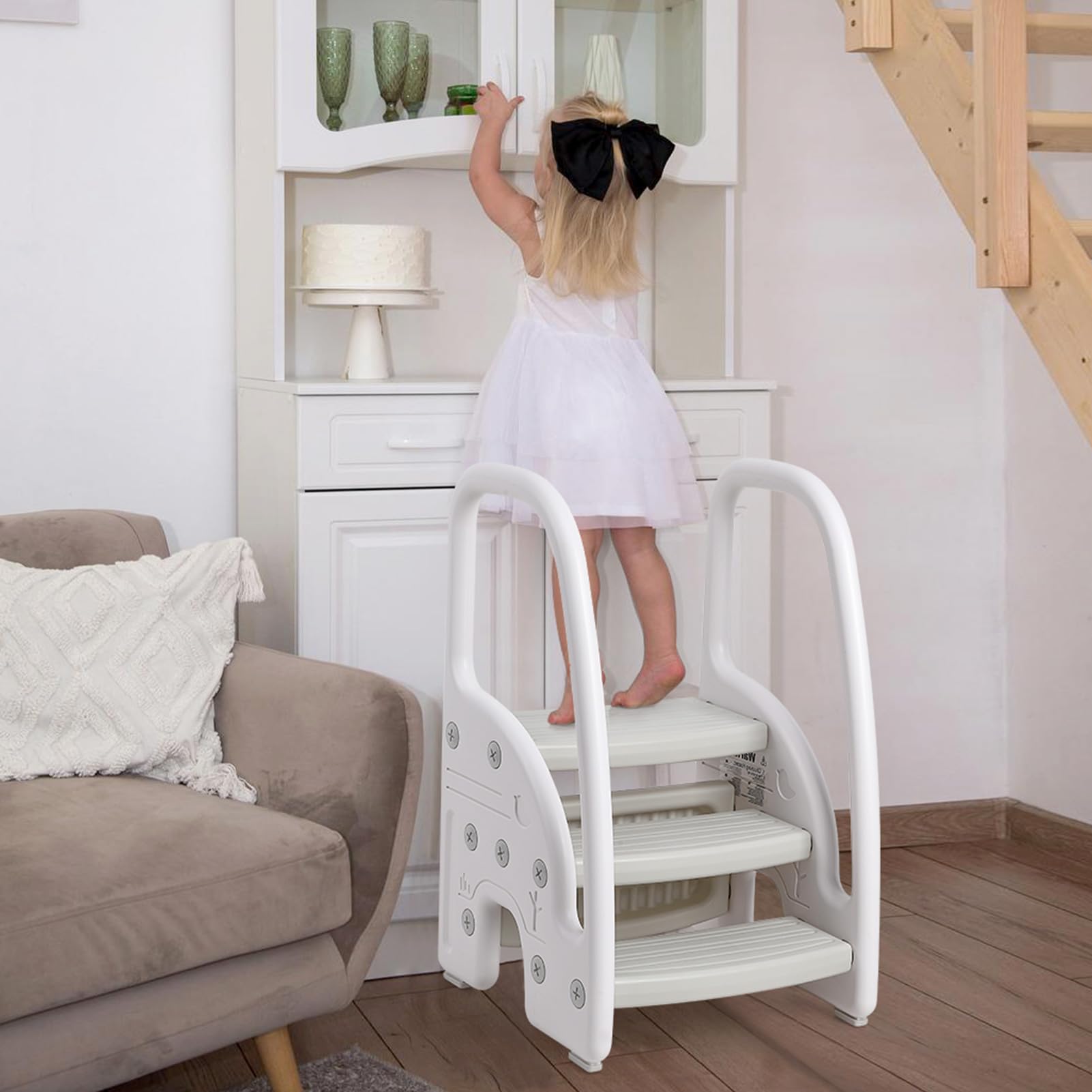 Toddler Step Stool with Handle Adjustable for Bathroom and Kitchen GainNo