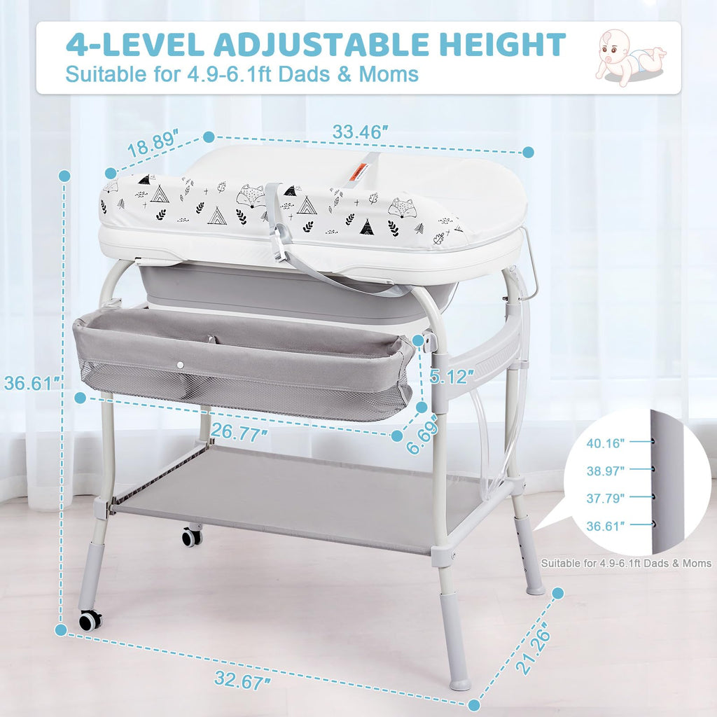 Baby Bathtub with Changing Table Gray GainNo
