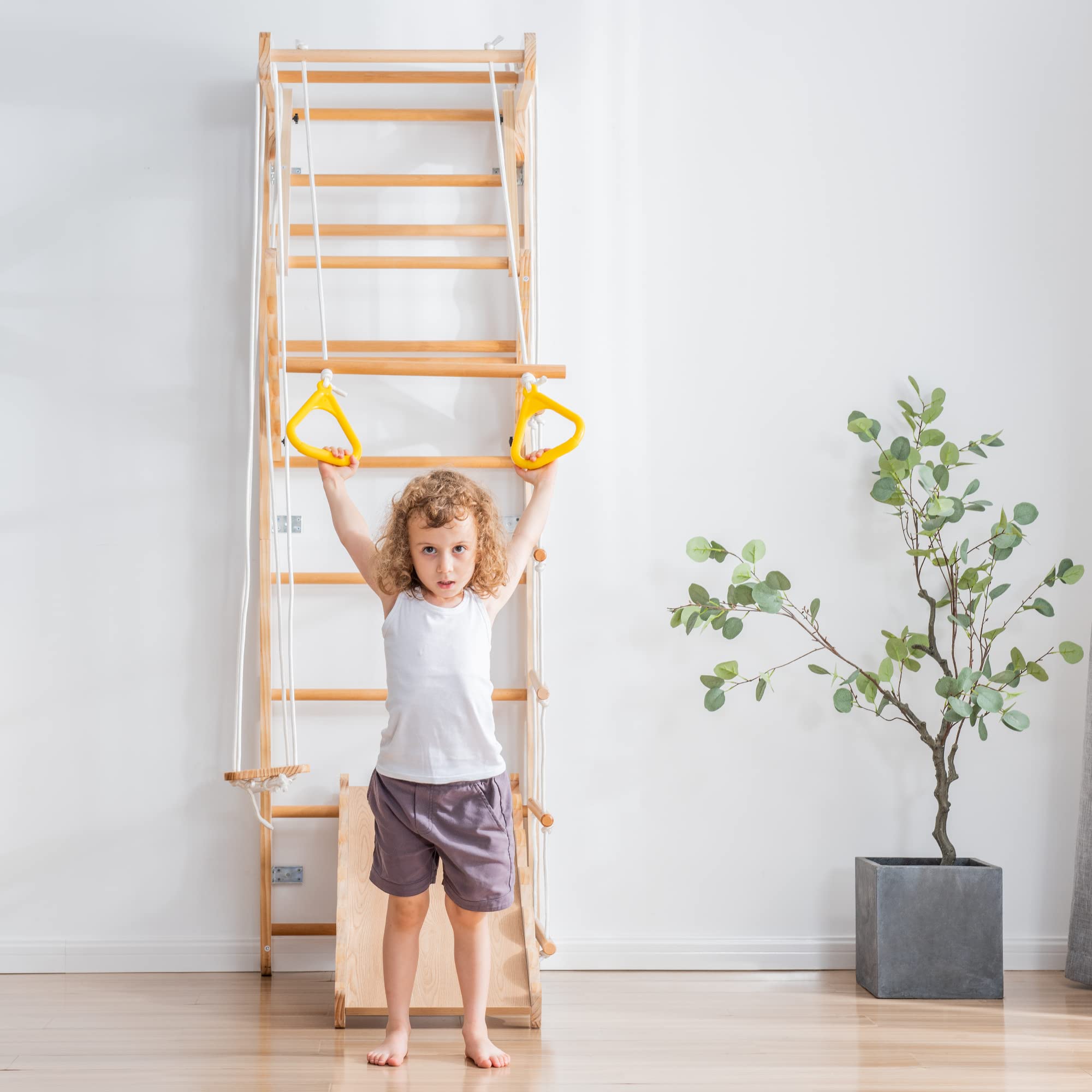 Indoor Climber Playset for Toddlers with Plate Swing and Slide GainNo
