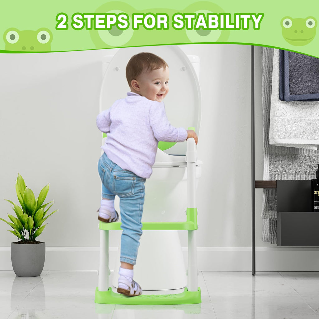 Potty Training Seat with Step Stool Ladder for Toddlers Green
