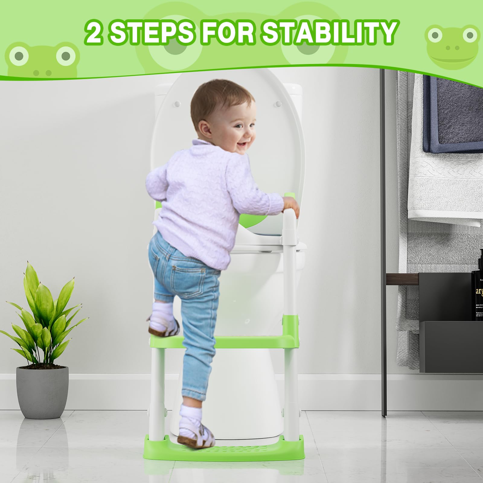 Potty Training Seat with Step Stool Ladder for Toddlers Green