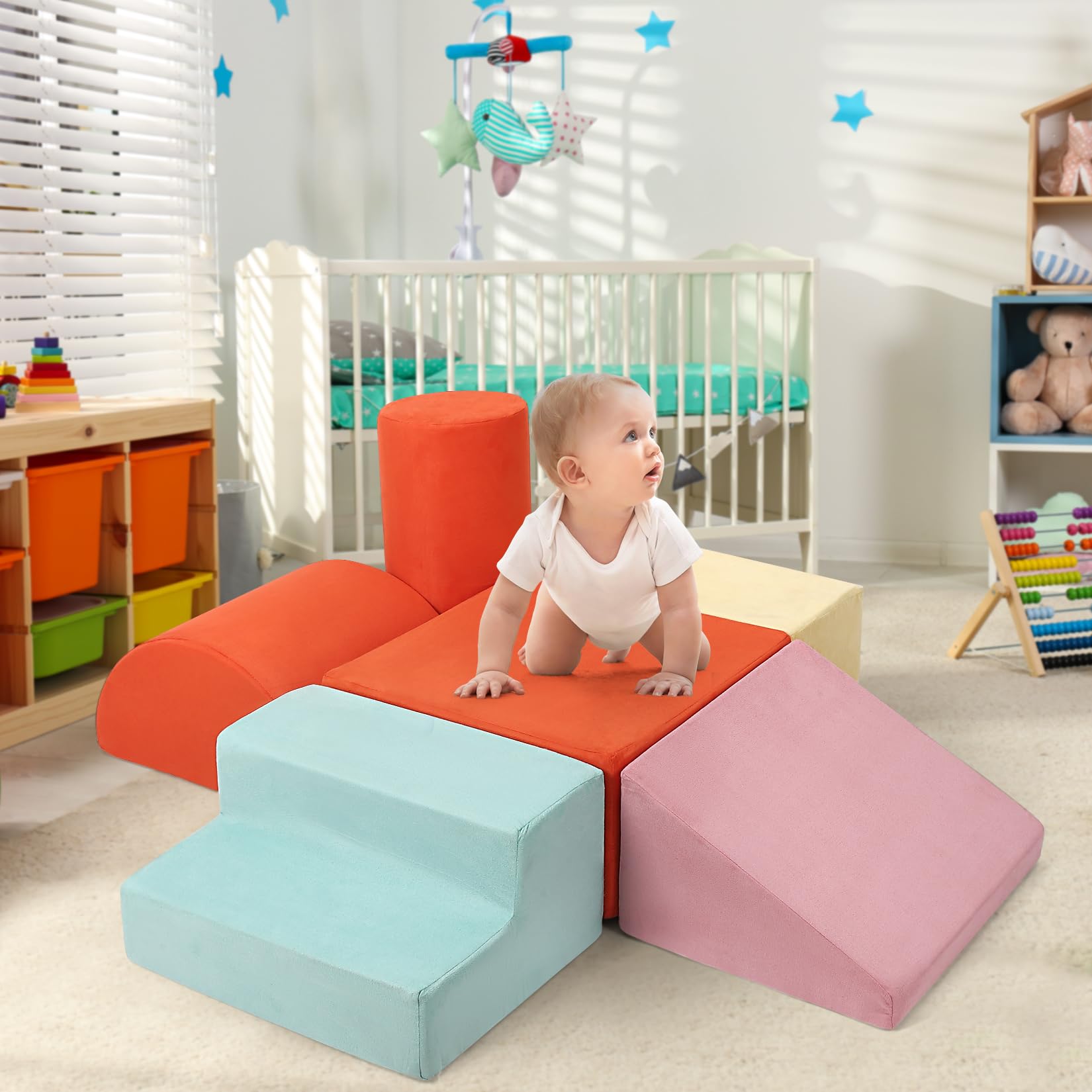 Toddler Foam Climbing Blocks Set 6PCS Indoor Active Playset GainNo