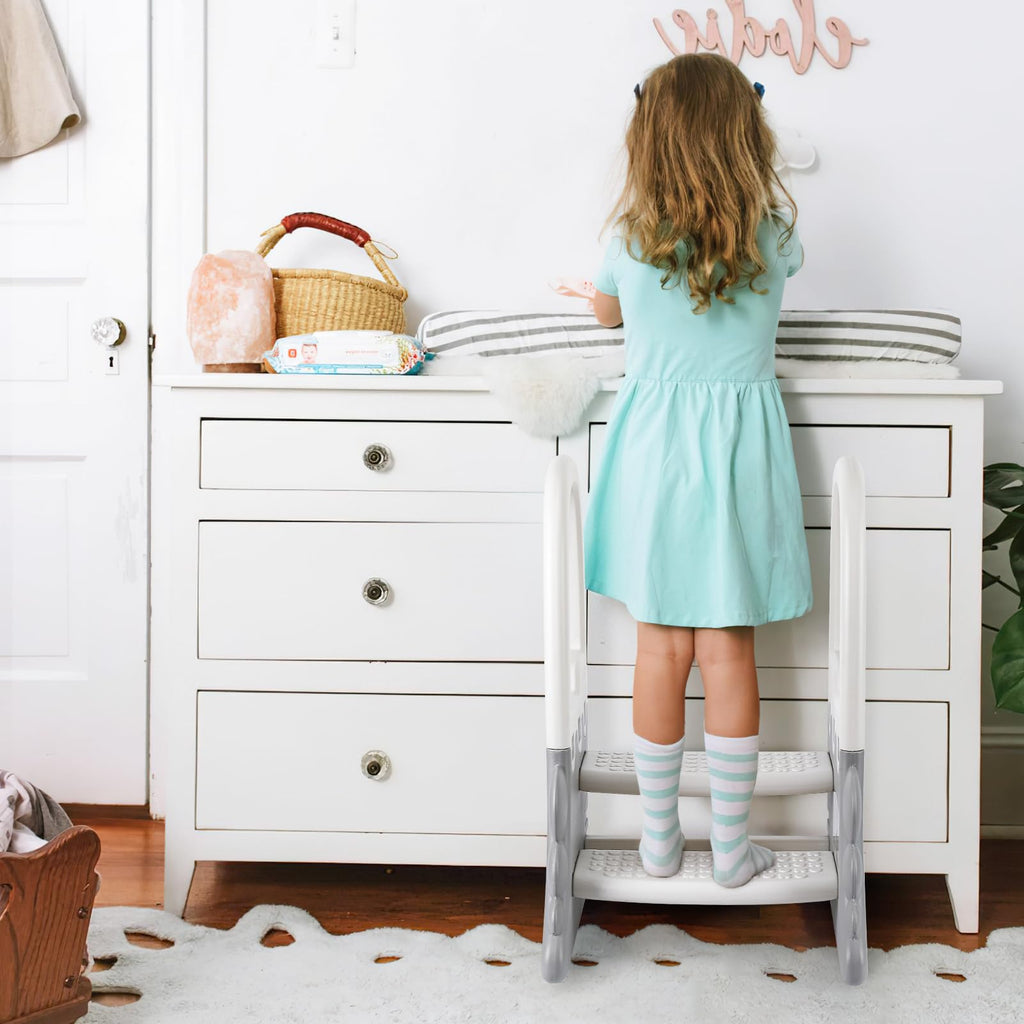 Toddler Step Stool for Bathroom Sink 2-Step Anti-Slip with Handrail