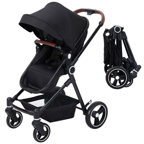 2 in 1 Baby Stroller Reversible Bassinet Pram Black GainNo