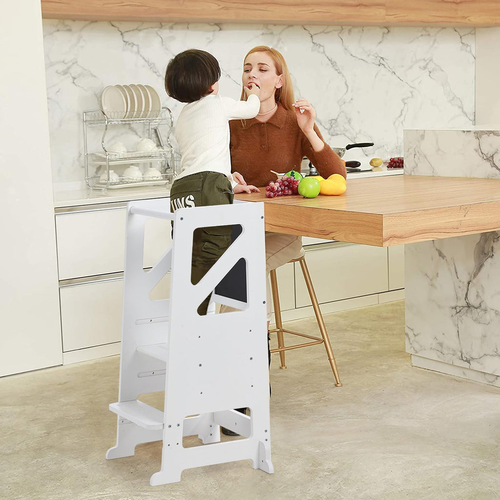 Kids Kitchen Step Stool with Chalkboard Birchwood Adjustable Height