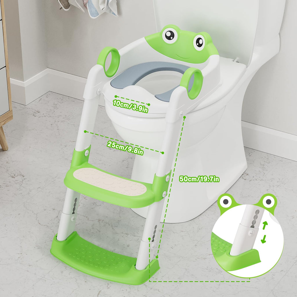 Potty Training Seat with Step Stool Ladder for Toddlers Green
