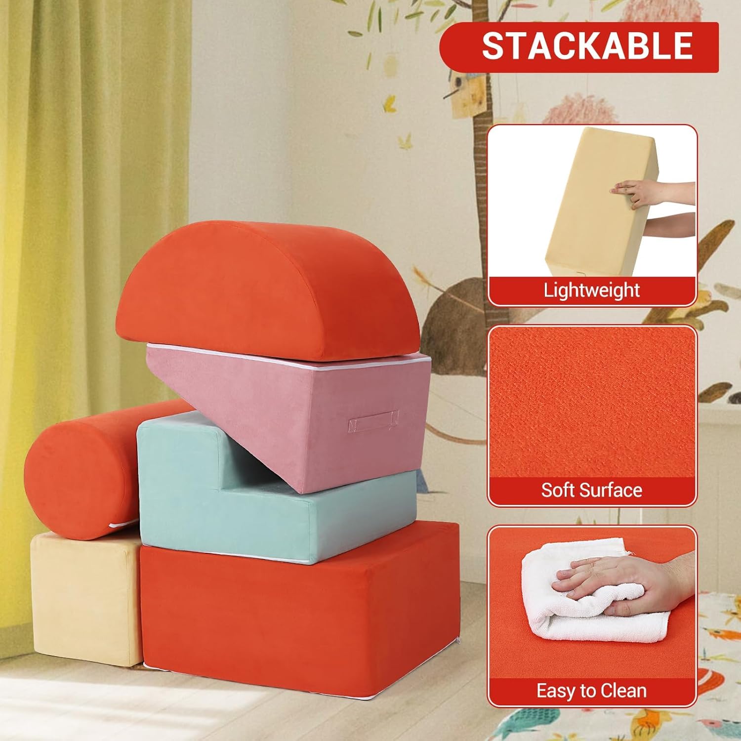 Toddler Foam Climbing Blocks Set 6PCS Indoor Active Playset GainNo