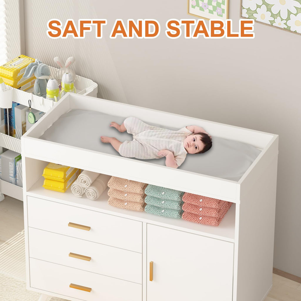 Nursery Dresser with Changing Table Top and 3 Drawers GainNo