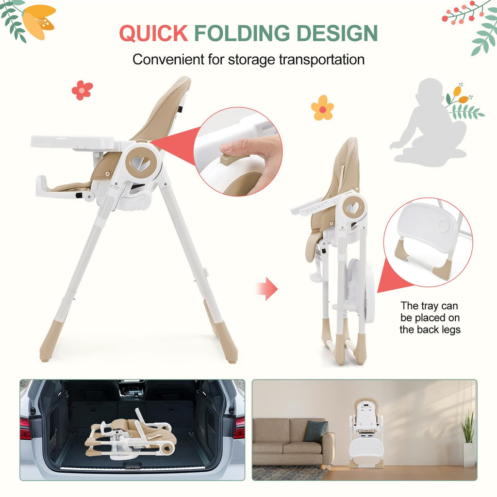 Baby High Chair with Adjustable Heights and Footrests GainNo