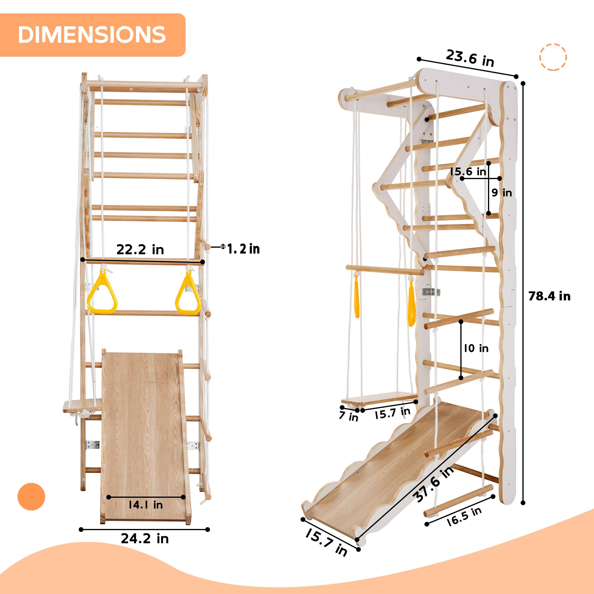 Indoor Climber Playset for Toddlers with Plate Swing and Slide GainNo