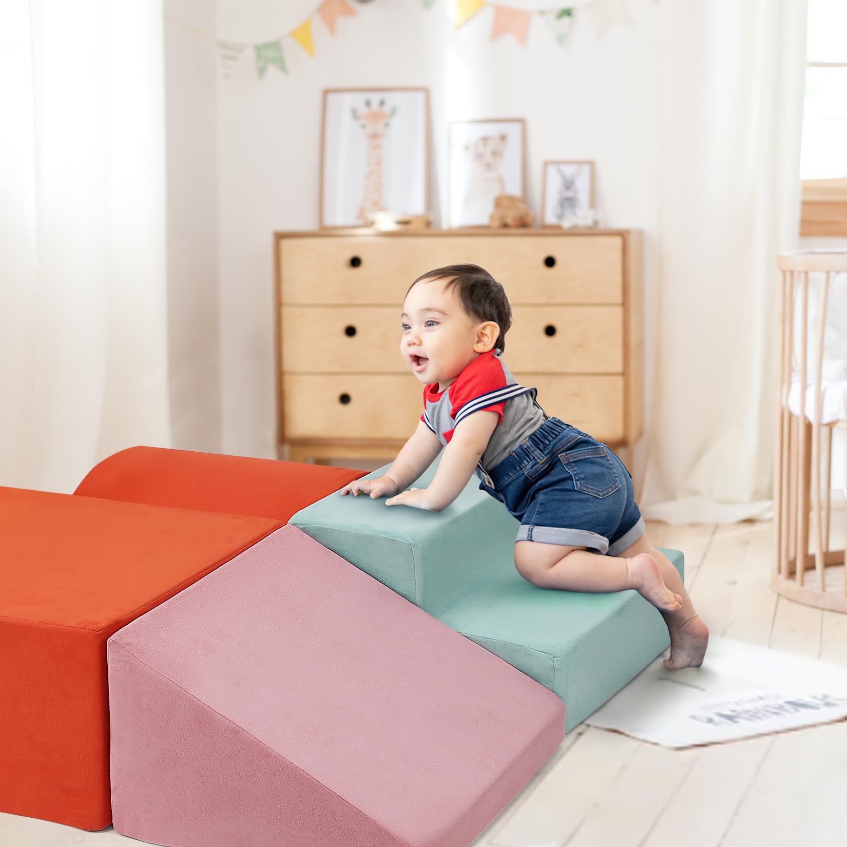 Toddler Foam Climbing Blocks Set 6PCS Indoor Active Playset GainNo