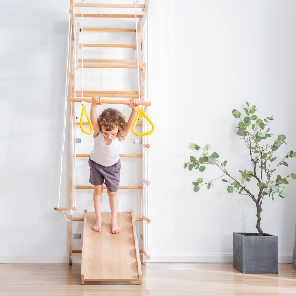 Indoor Climber Playset for Toddlers with Plate Swing and Slide GainNo