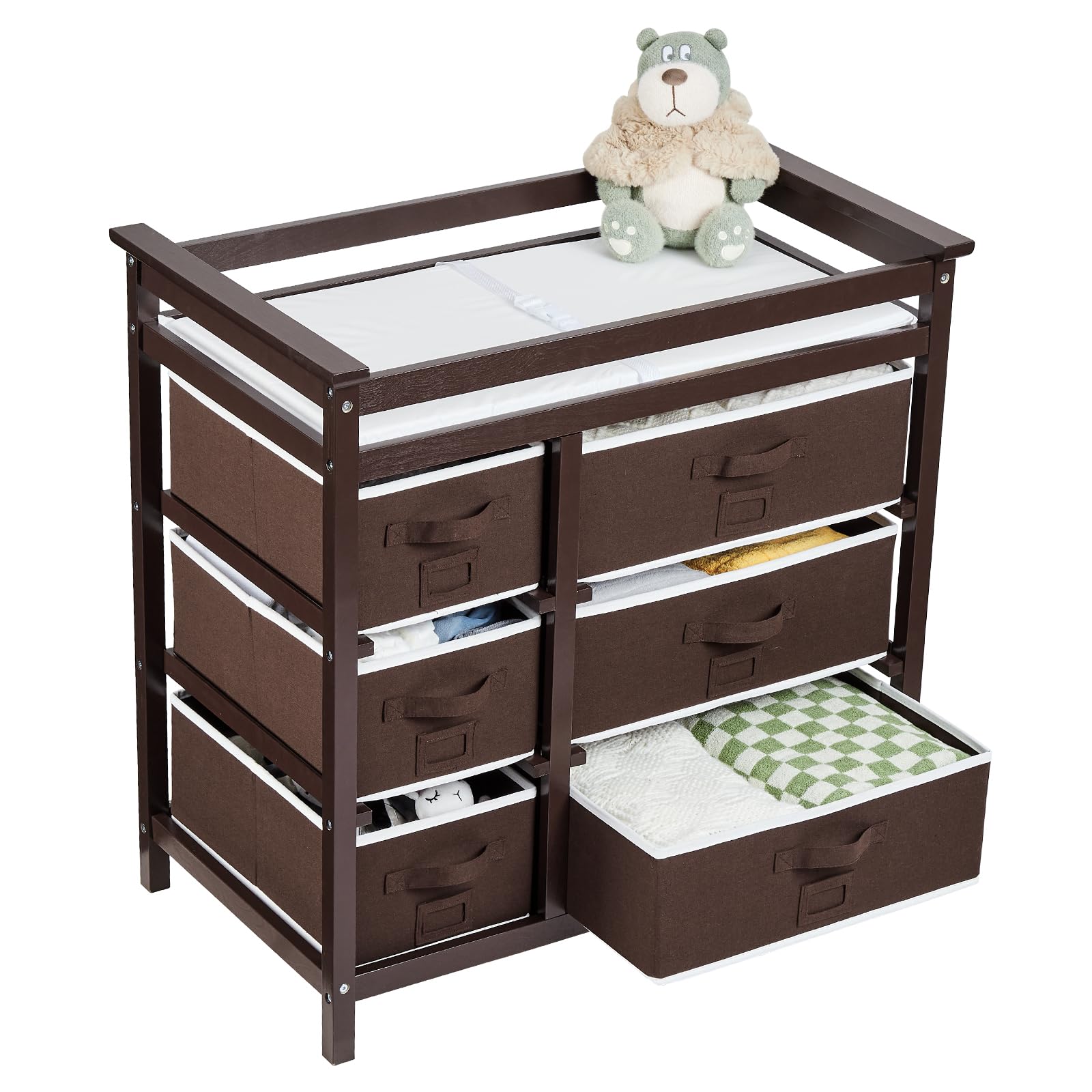 Baby Changing Table with 6 Storage Drawers and Pad GainNo