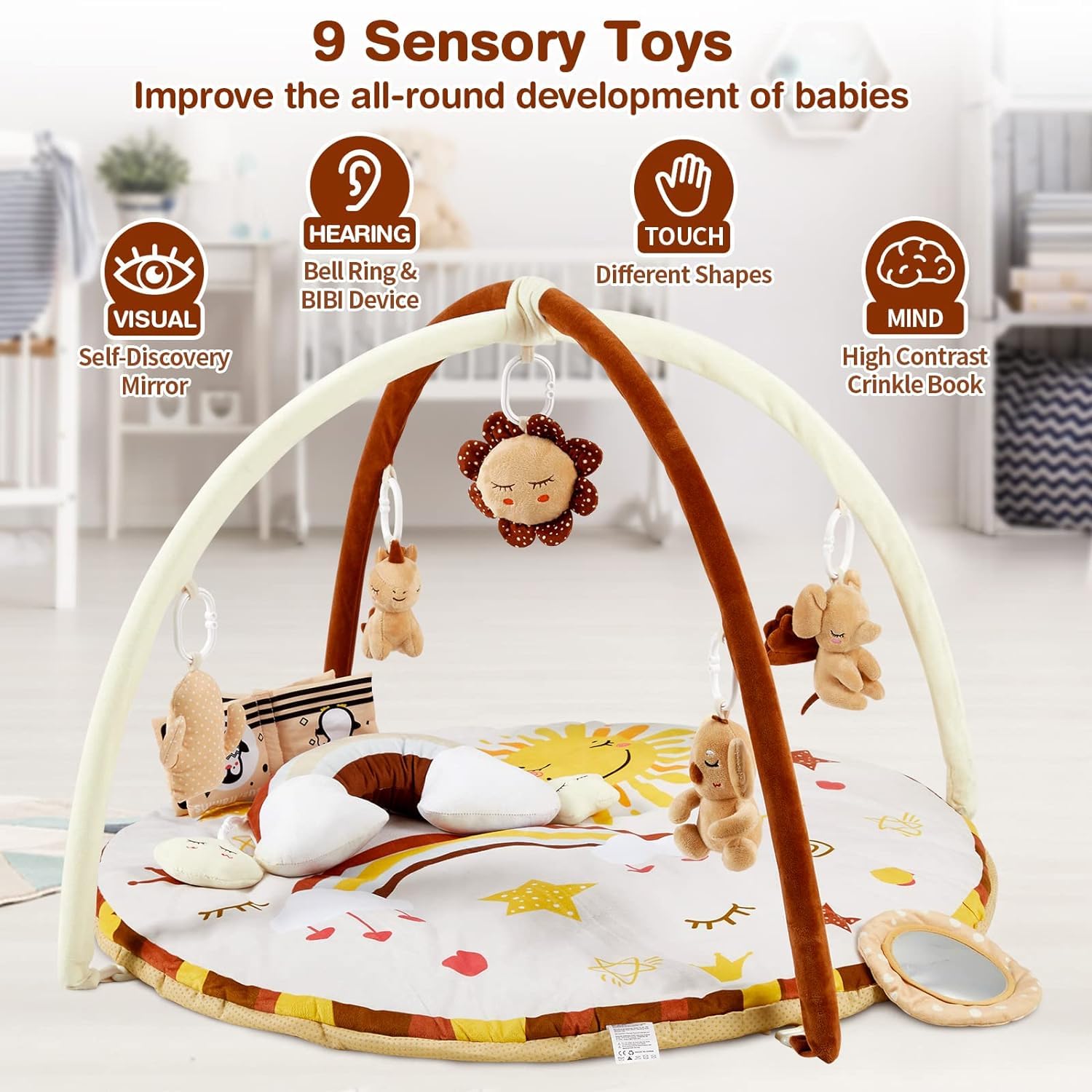 Baby Gym Play Mat with 9 Detachable Toys GainNo