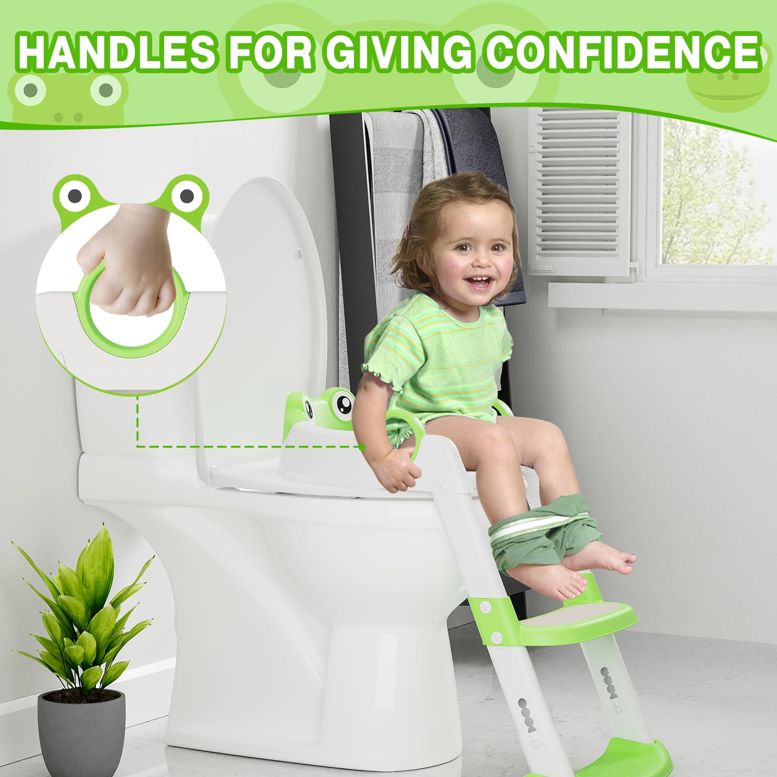 Potty Training Seat with Step Stool Ladder for Toddlers Green