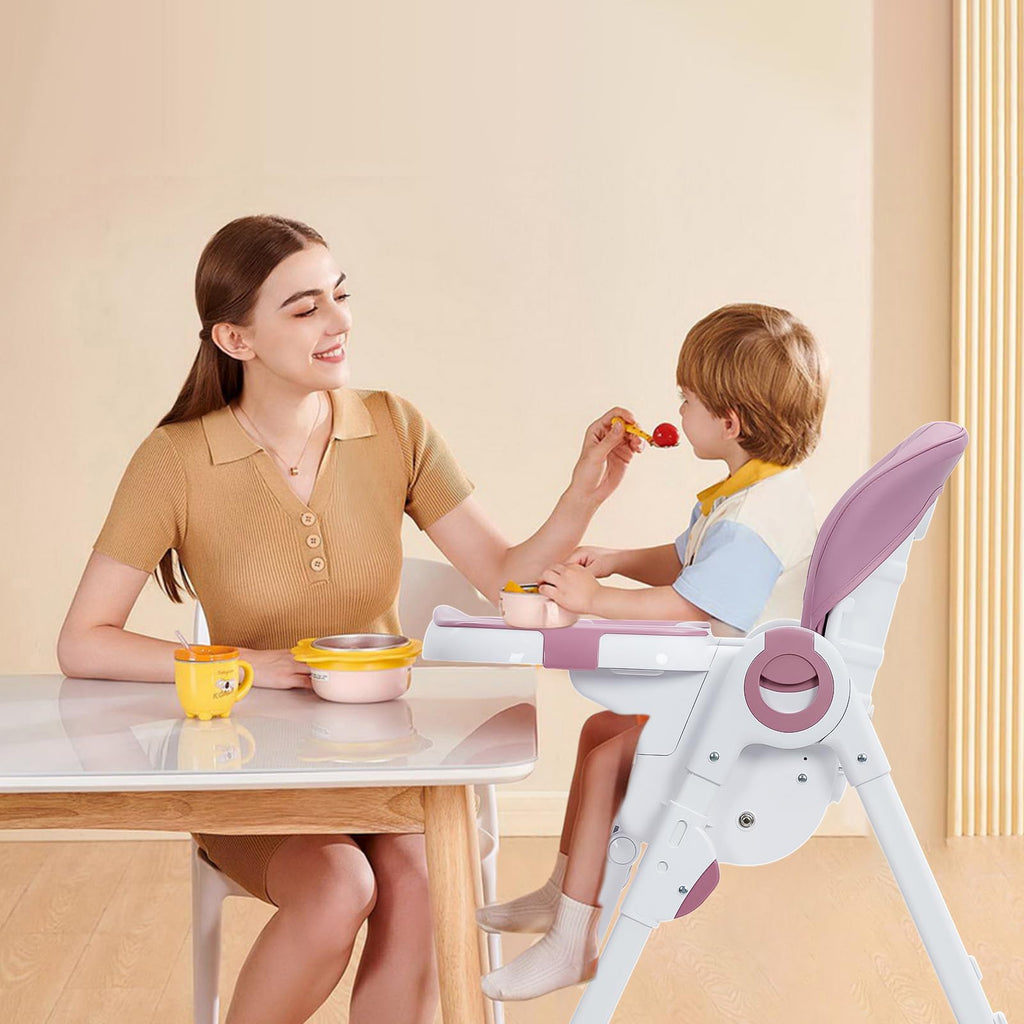 Multifunctional Baby High Chair with Adjustable Height and Recline Lilac