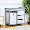 Wooden Diaper Changing Table with Laundry Hamper and 3 Storage Drawers GainNo