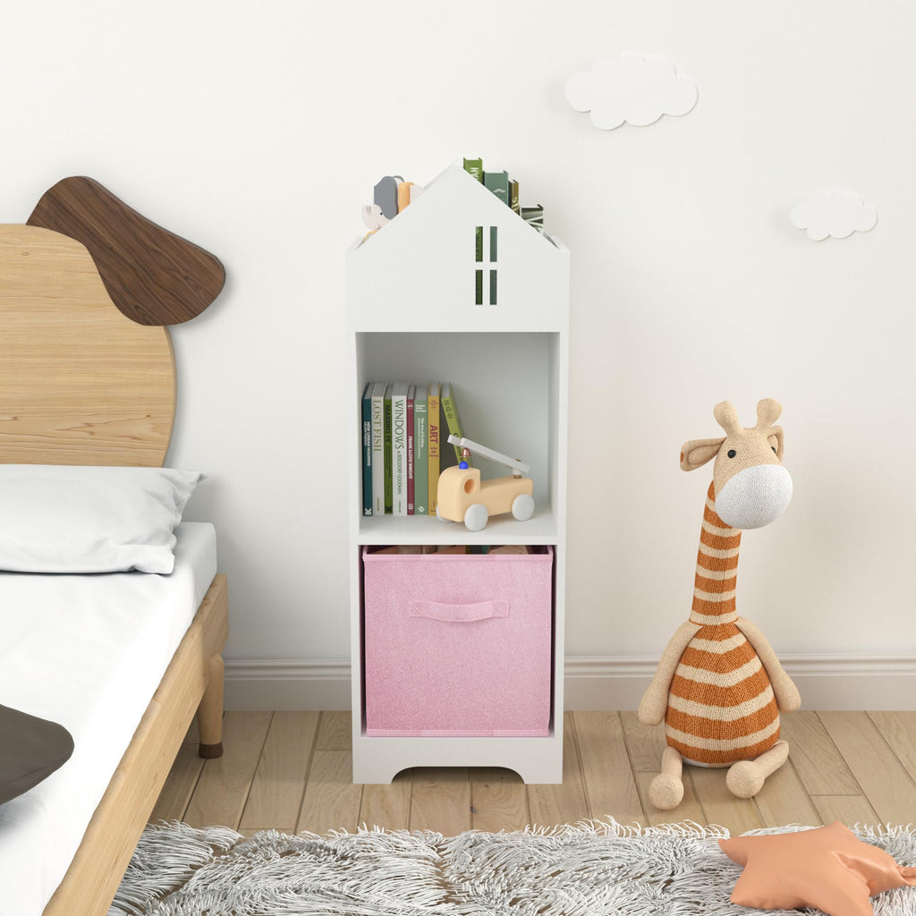 Kids Dollhouse Bookcase with Storage White One Size