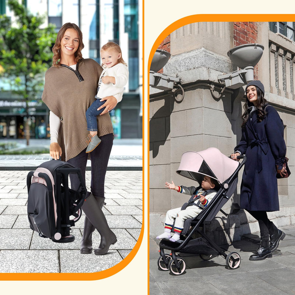 Lightweight Compact Stroller One Hand Fold Airplane Friendly Pink