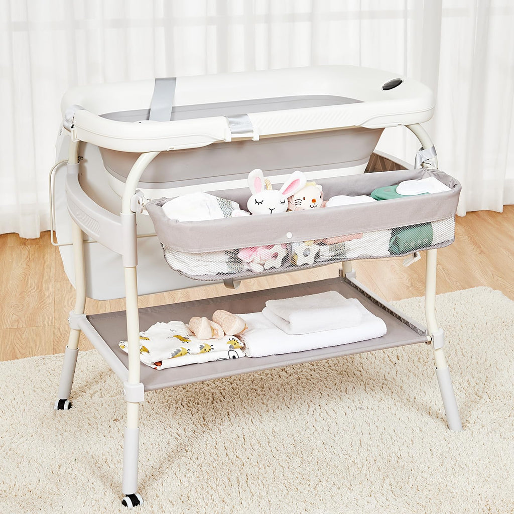 Baby Bathtub with Changing Table Gray GainNo