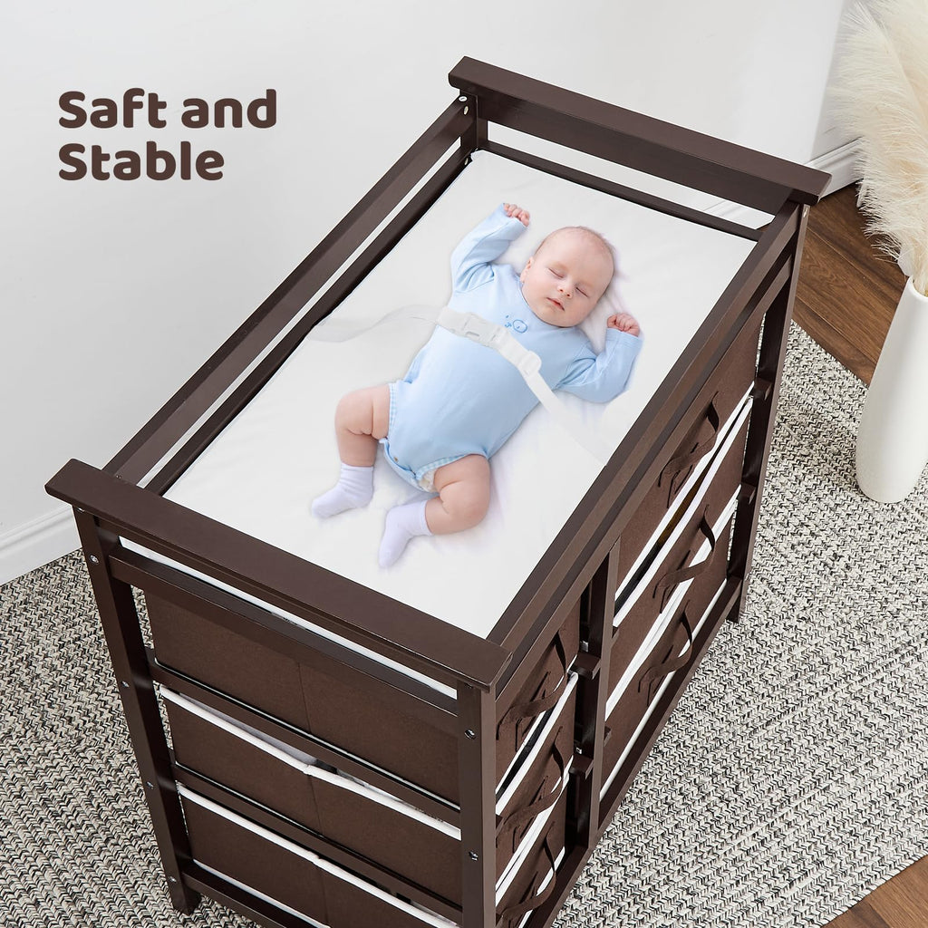 Baby Changing Table with 6 Storage Drawers and Pad GainNo