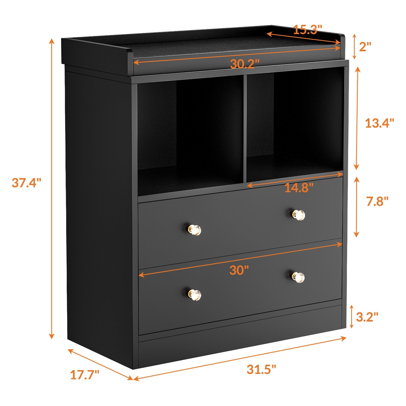 Baby Dresser with Changing Table Top 2 Drawer Chest and Shelves GainNo