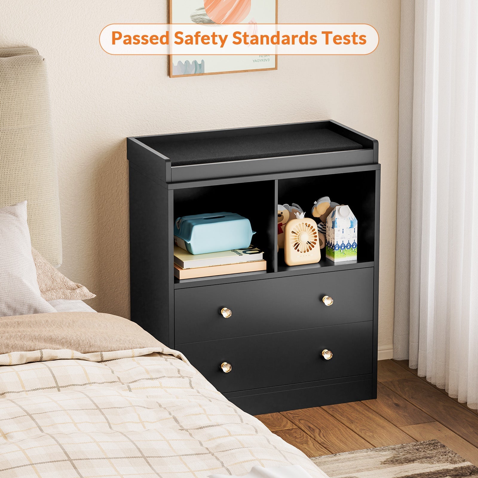 Baby Dresser with Changing Table Top 2 Drawer Chest and Shelves GainNo
