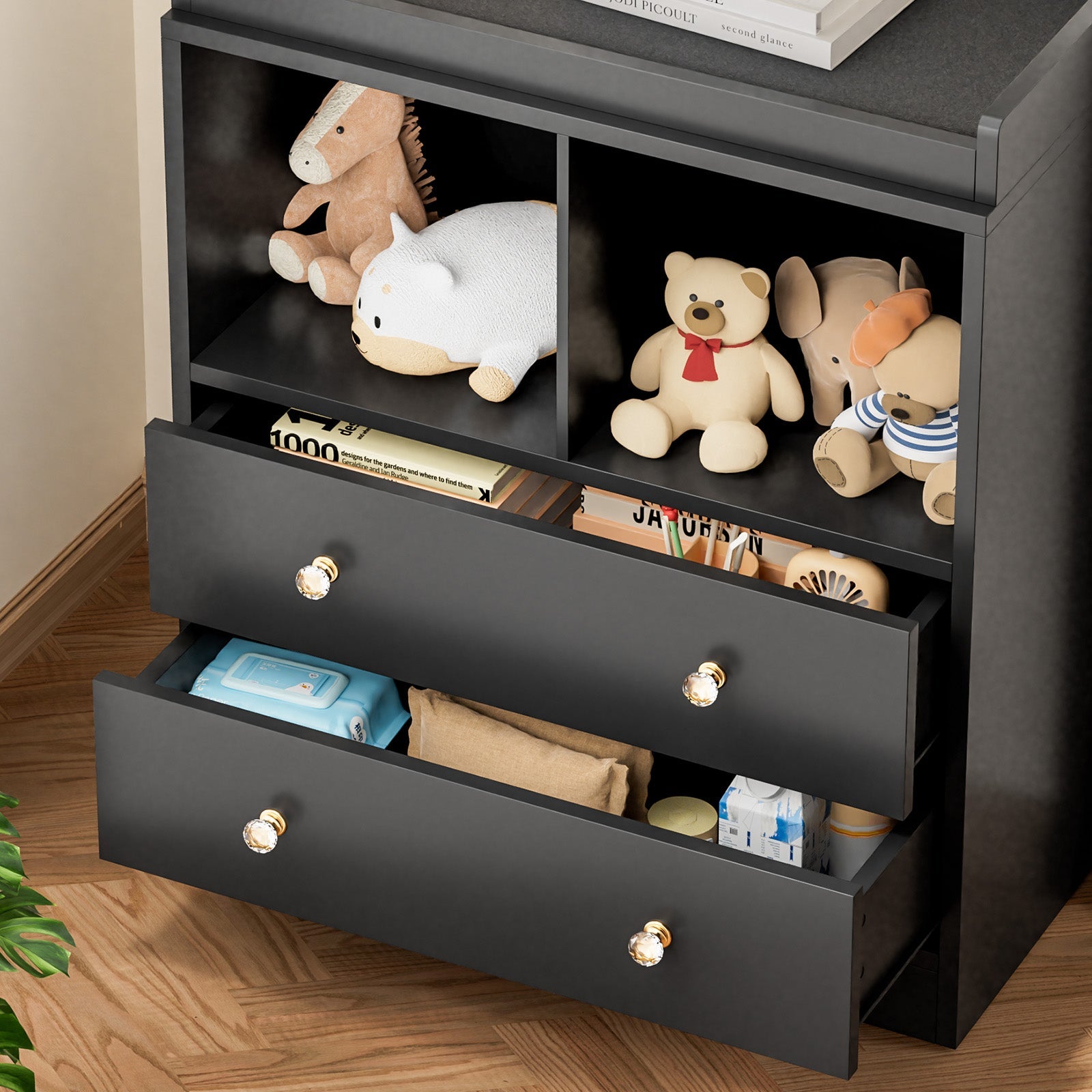 Baby Dresser with Changing Table Top 2 Drawer Chest and Shelves GainNo