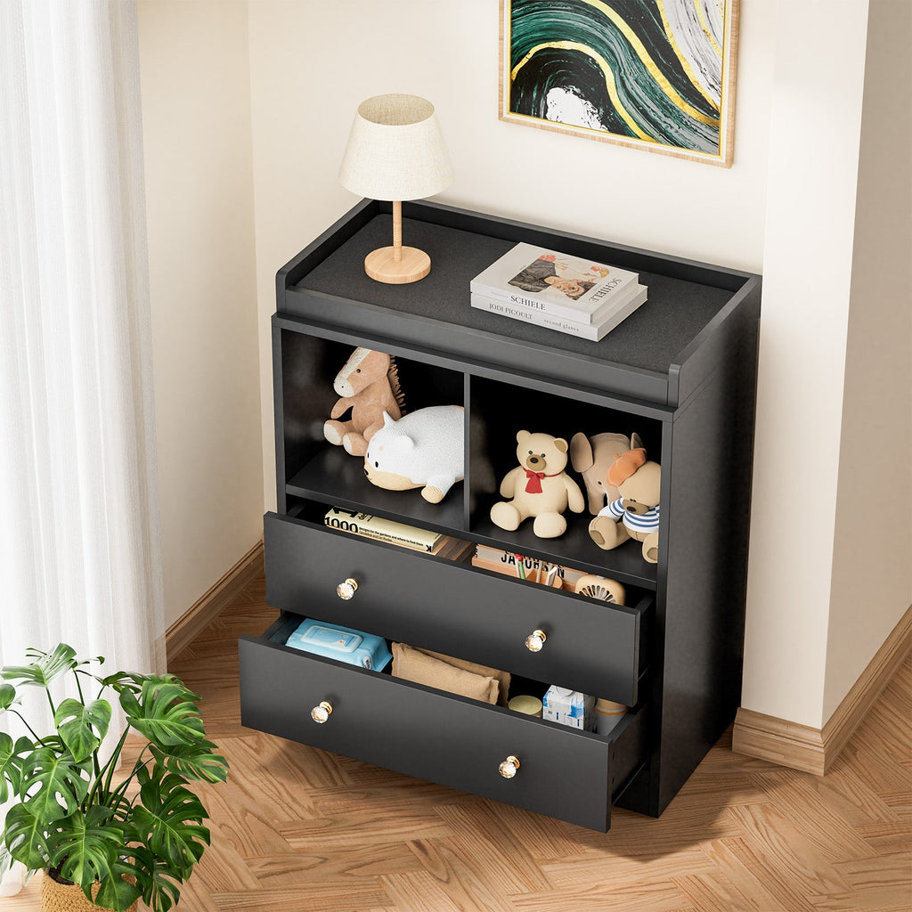 Baby Dresser with Changing Table Top 2 Drawer Chest and Shelves GainNo