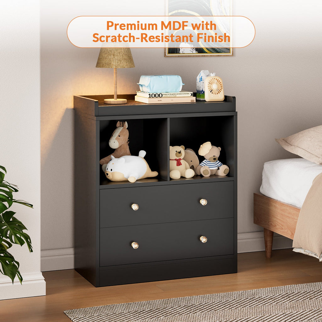 Baby Dresser with Changing Table Top 2 Drawer Chest and Shelves GainNo