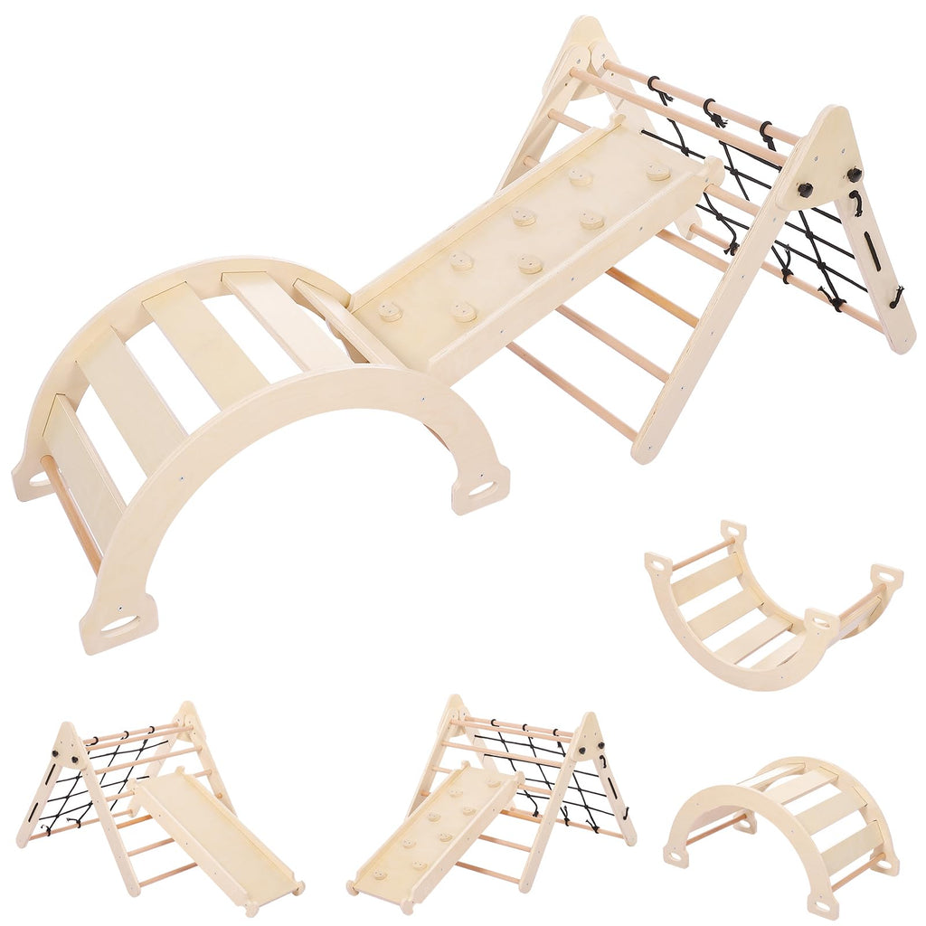 3 in 1 Toddler Climbing Set Wooden Gym Playset 3PCS
