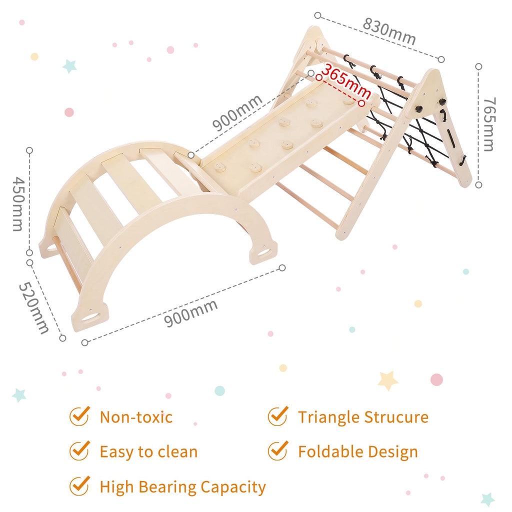 3 in 1 Toddler Climbing Set Wooden Gym Playset 3PCS