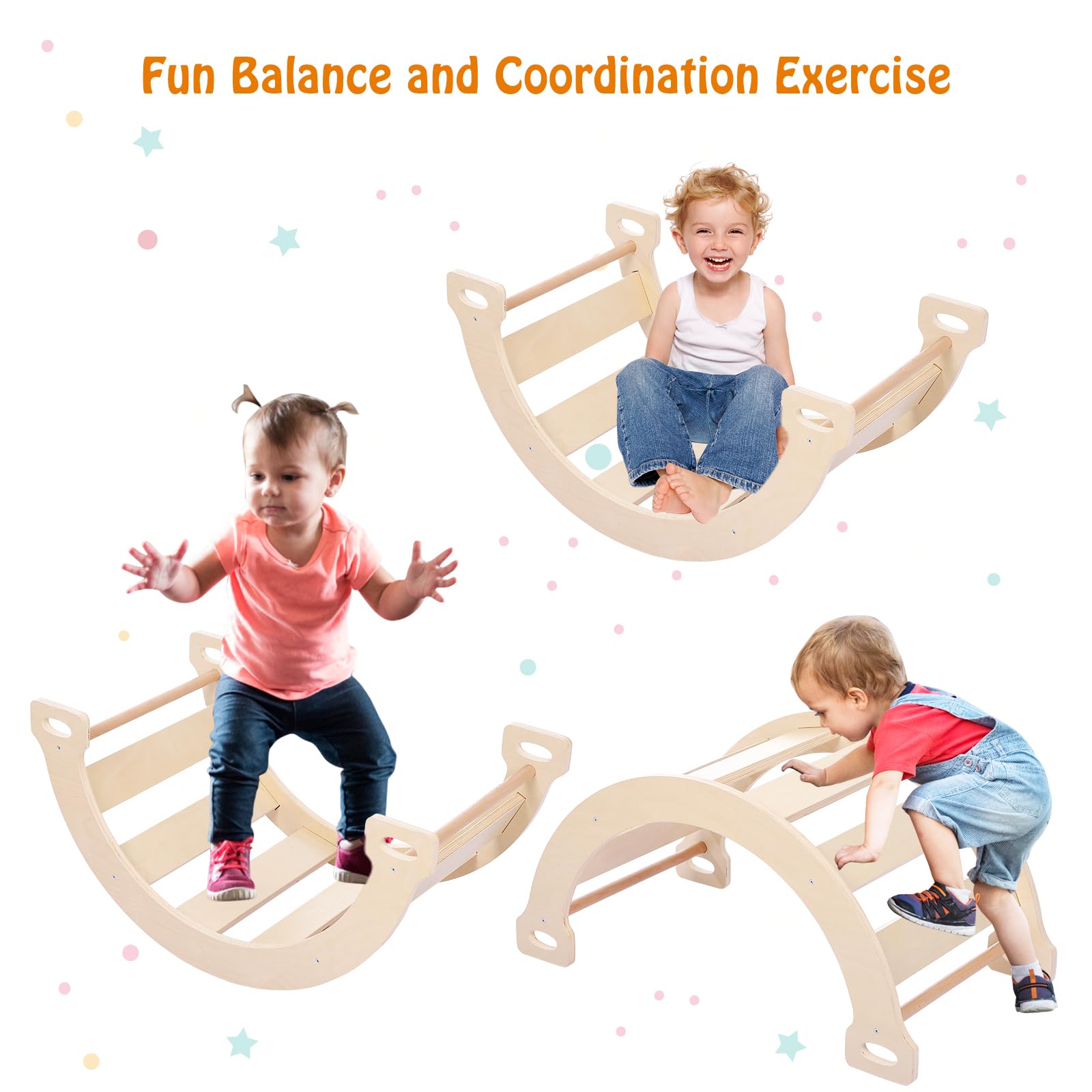 3 in 1 Toddler Climbing Set Wooden Gym Playset 3PCS
