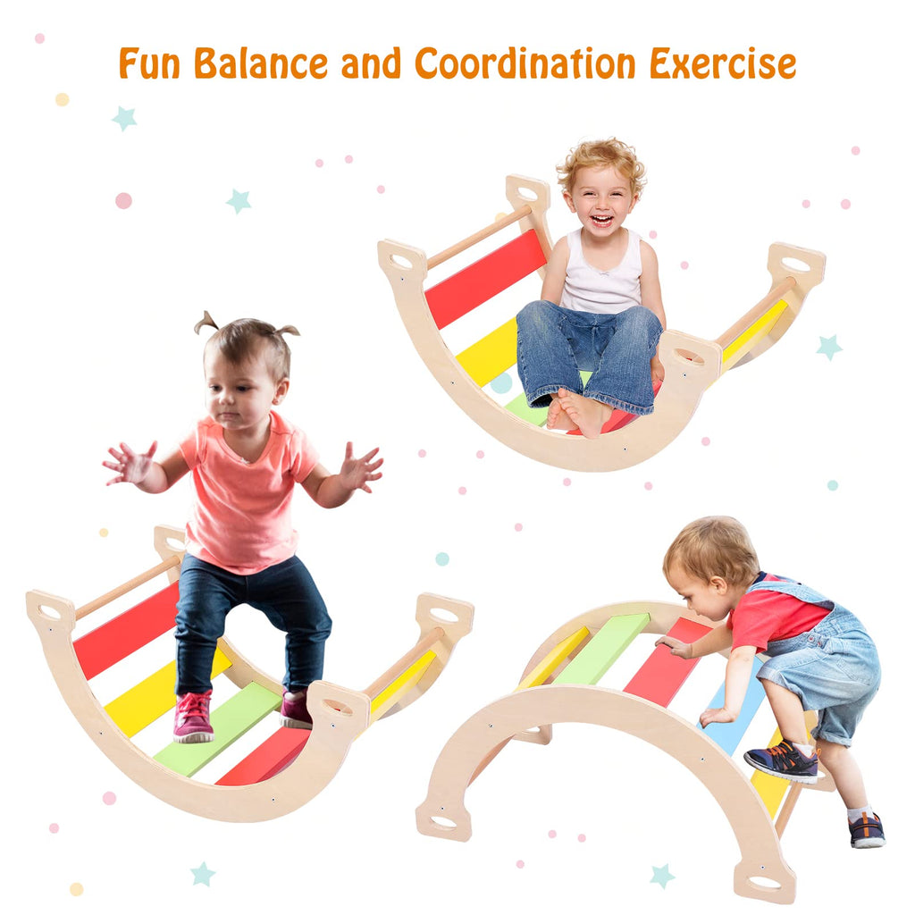 Toddler Indoor Gym Playset 3 in 1 Wooden Climbing Toys GainNo