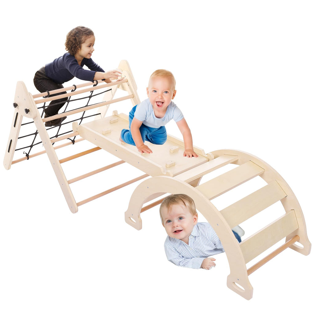 3 in 1 Toddler Climbing Set Wooden Gym Playset 3PCS