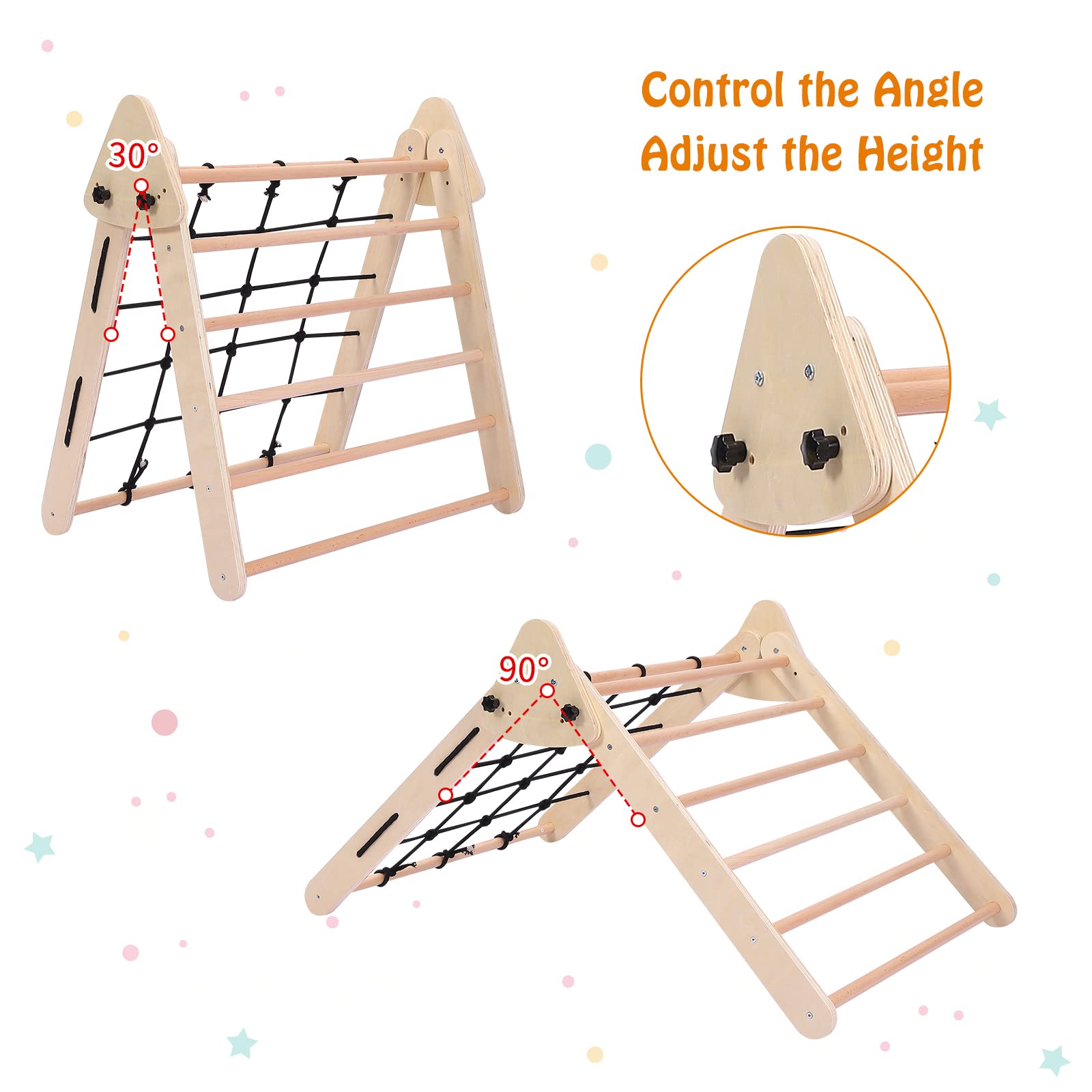 Toddler Indoor Gym Playset 3 in 1 Wooden Climbing Toys GainNo