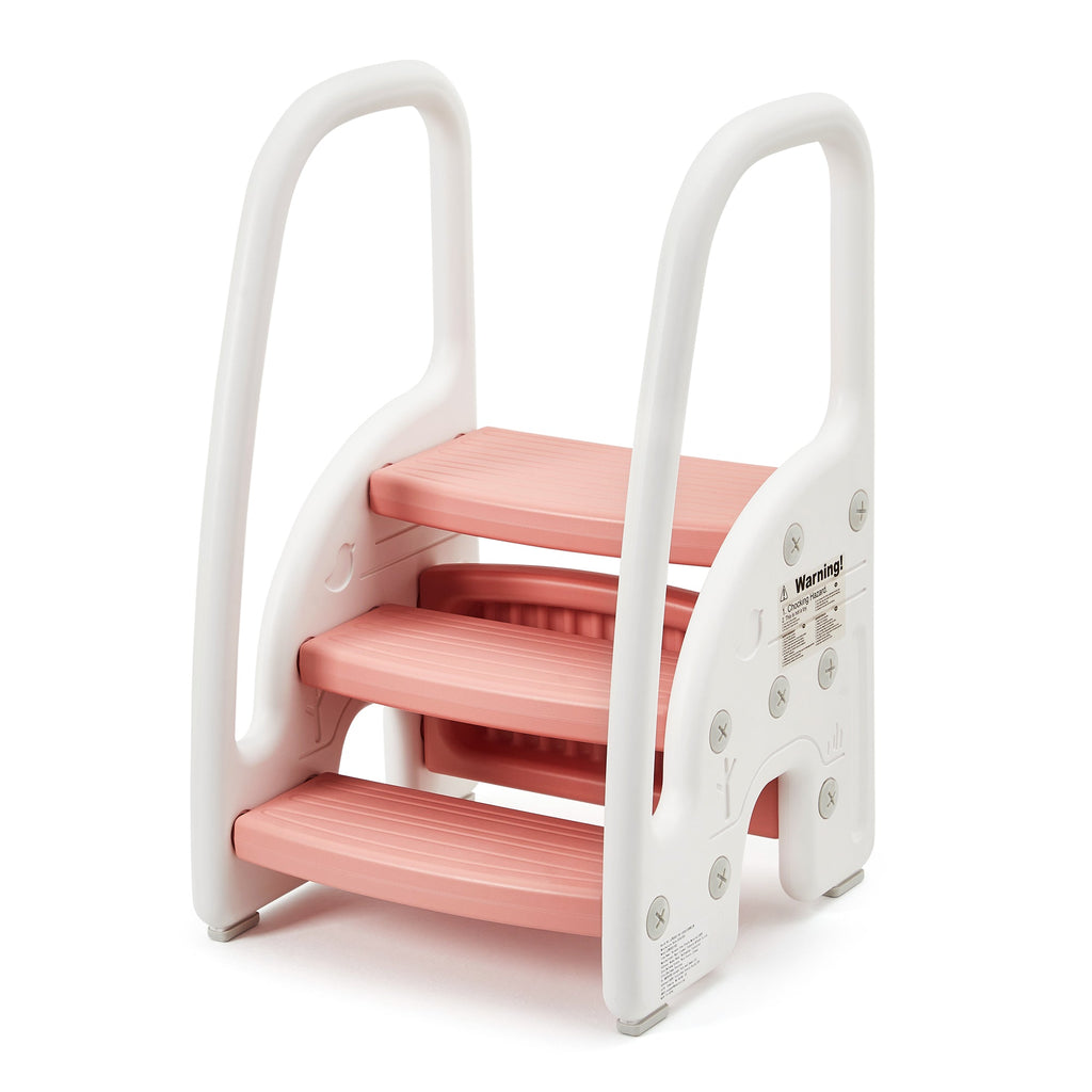 3-Step Toddler Step Stool with Safety Handles Pink