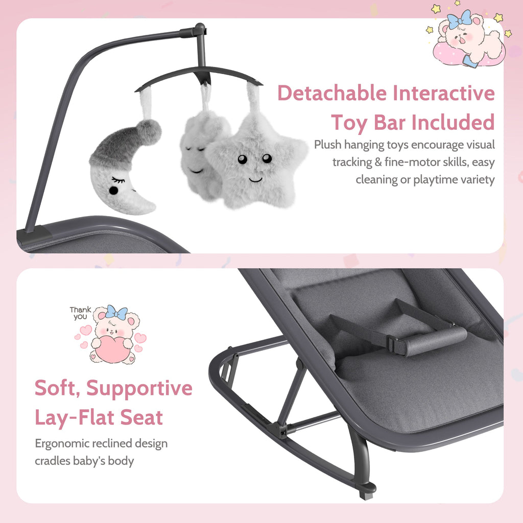 Aluminum Frame Baby Swing with Adjustable 3-Position Design Grey