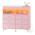 Modern Baby Changing Table Dresser with 6 Drawers Pink