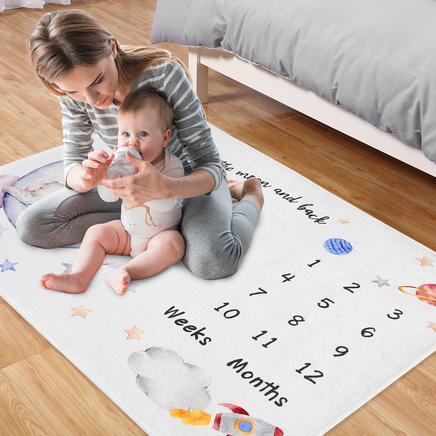 Soft Elephant Baby Milestone Blanket 40x51 inch Unisex Photo Prop