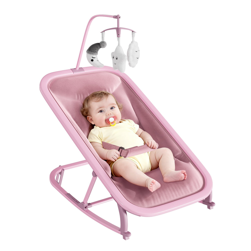 Aluminum Frame Baby Swing with Adjustable 3-Position Design Pink
