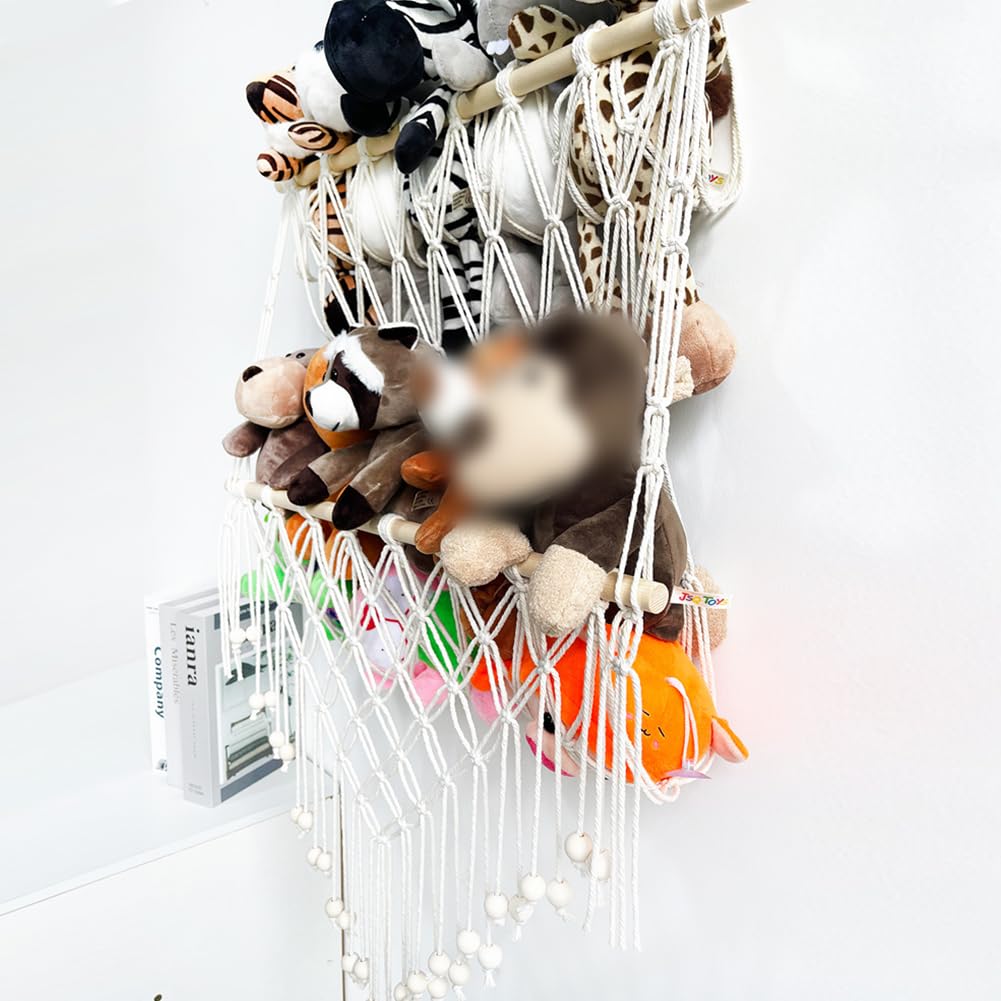 Hand-Woven Cotton Rope Toy Hammock for Nursery Storage GainNo