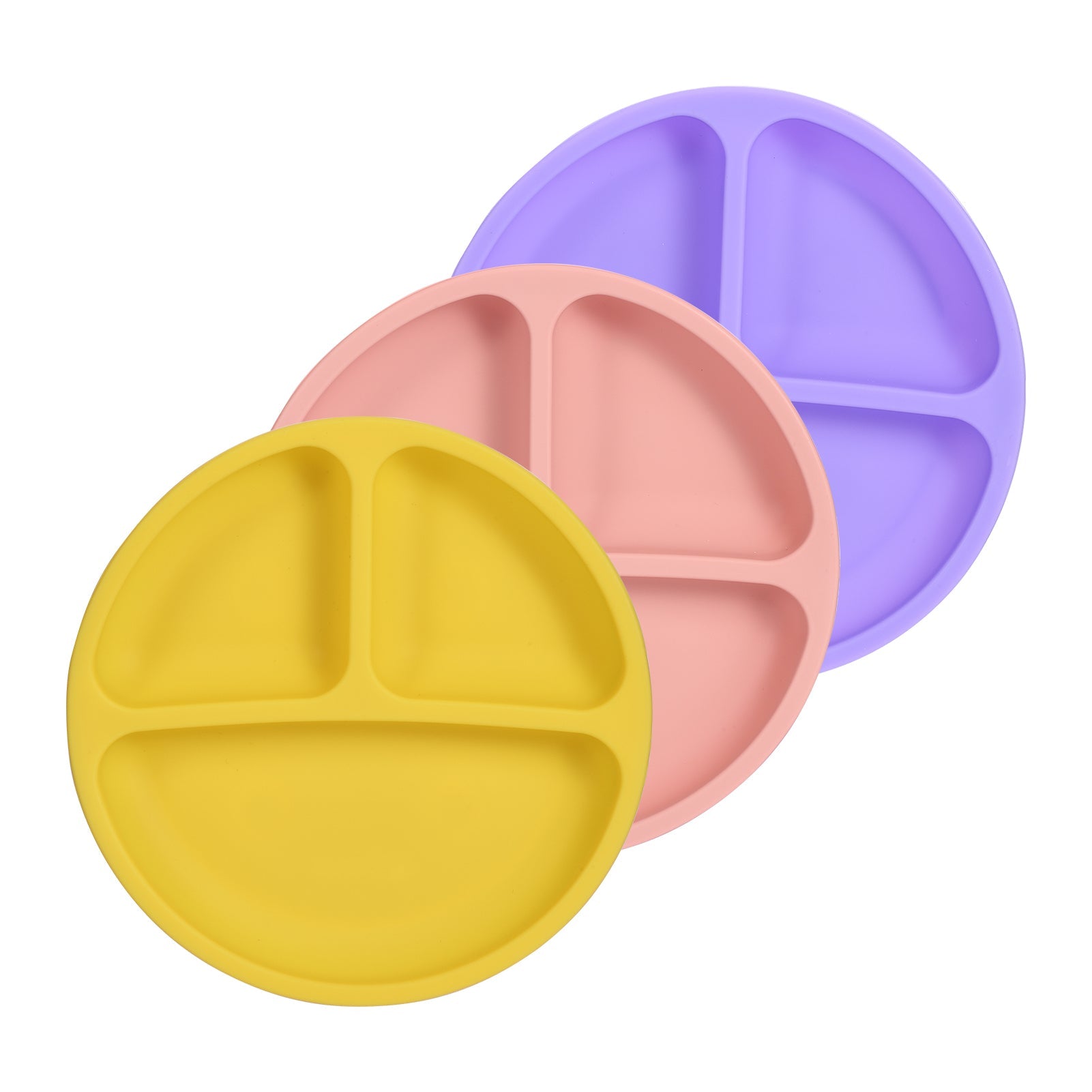 Silicone Baby Plates Set of 3 Divided Dishes BPA-Free Microwave Safe GainNo