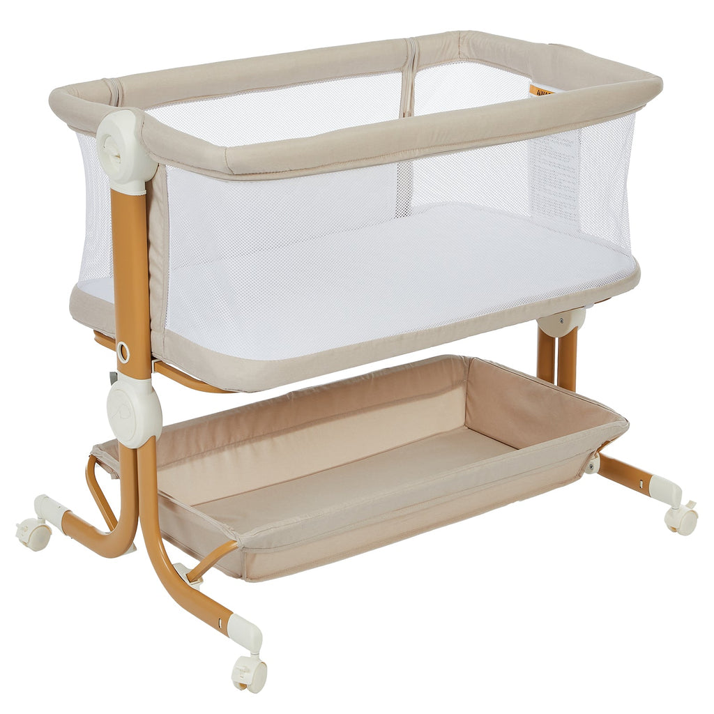 3-in-1 Portable Baby Bassinet Bedside Sleeper Khaki