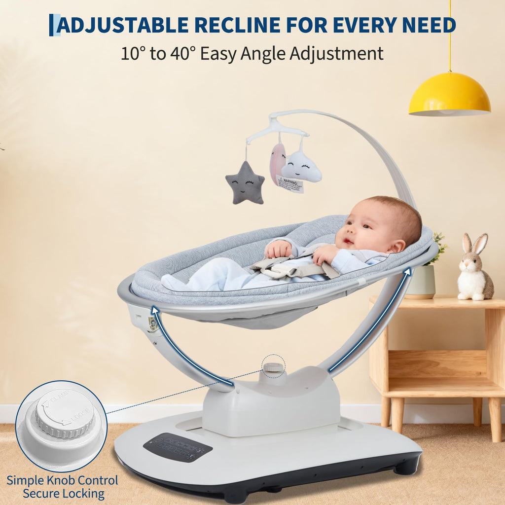 Electric Baby Swing with 5 Soothing Motions Light Grey