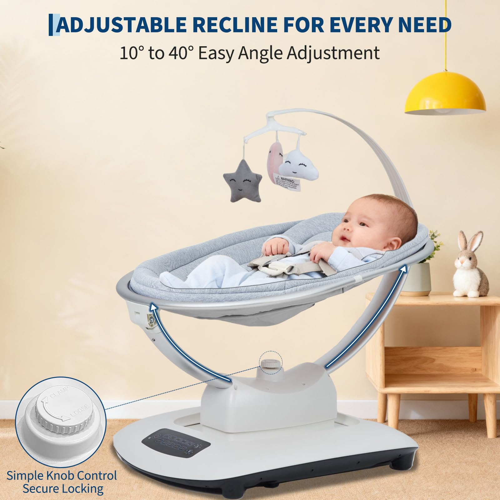Electric Baby Swing with 5 Soothing Motions Light Grey