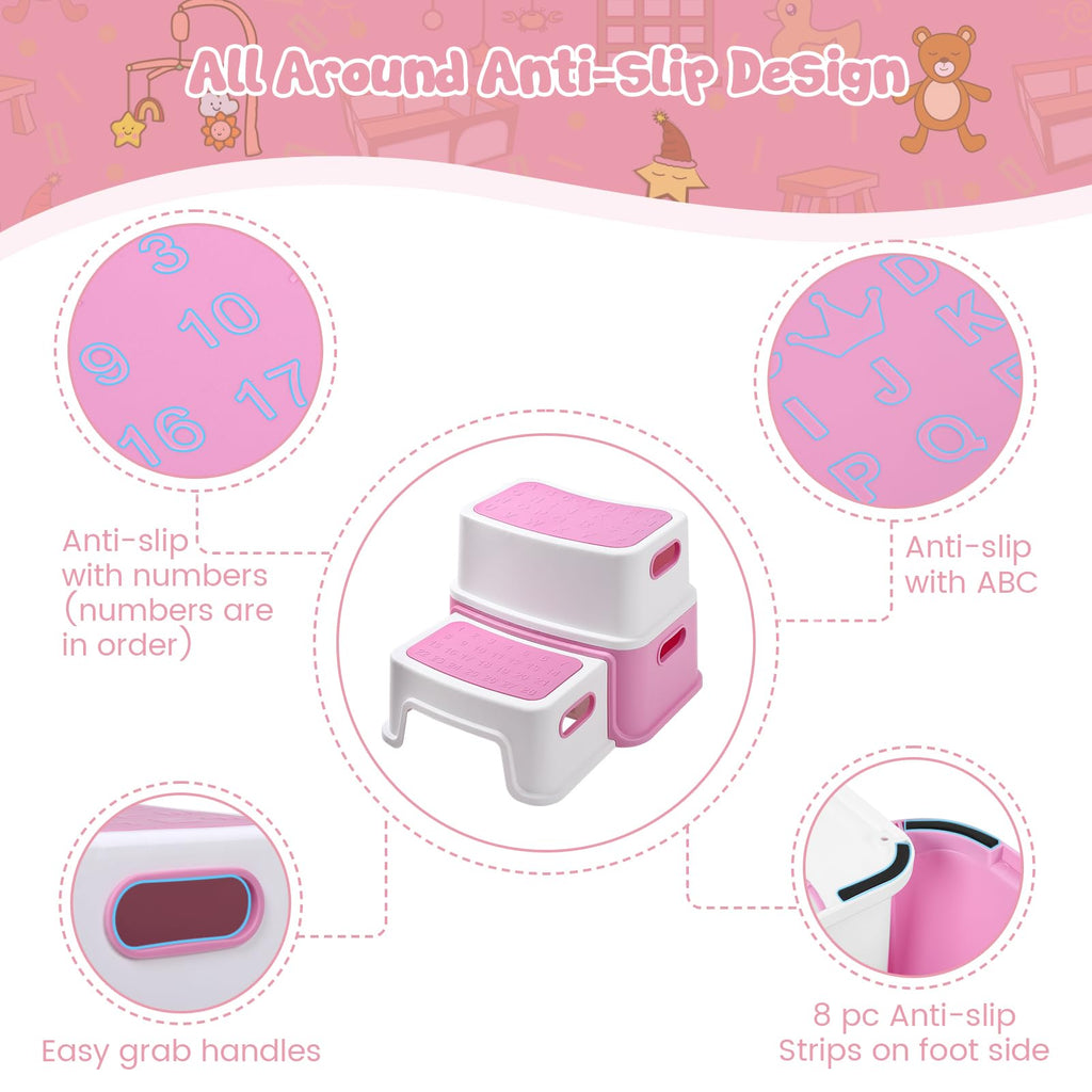 Anti-Slip Kids Step Stool 2 Pack for Bathroom and Kitchen GainNo